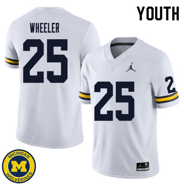 Youth University of Michigan #25 Cornell Wheeler White Fashion Jersey